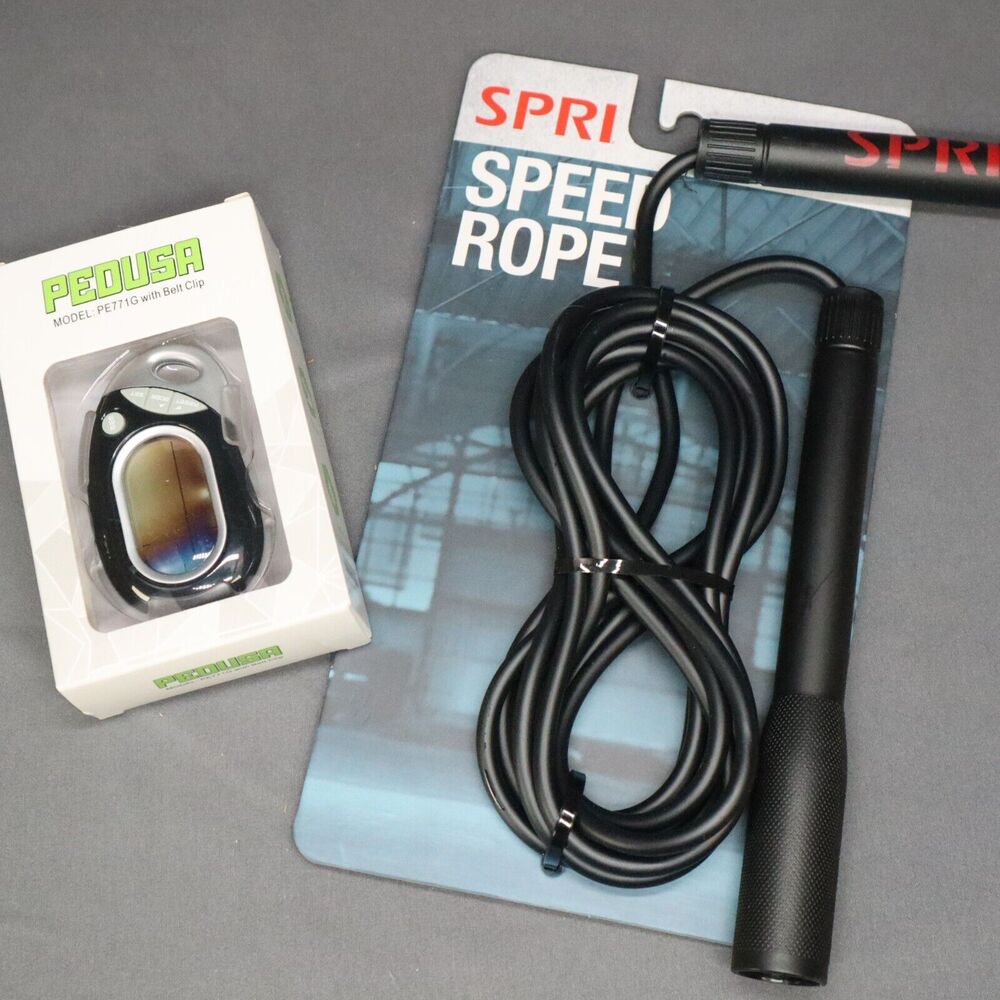 Pedometer and Speed Jump Rope and PEDUSA Belt Clip Pedometer set